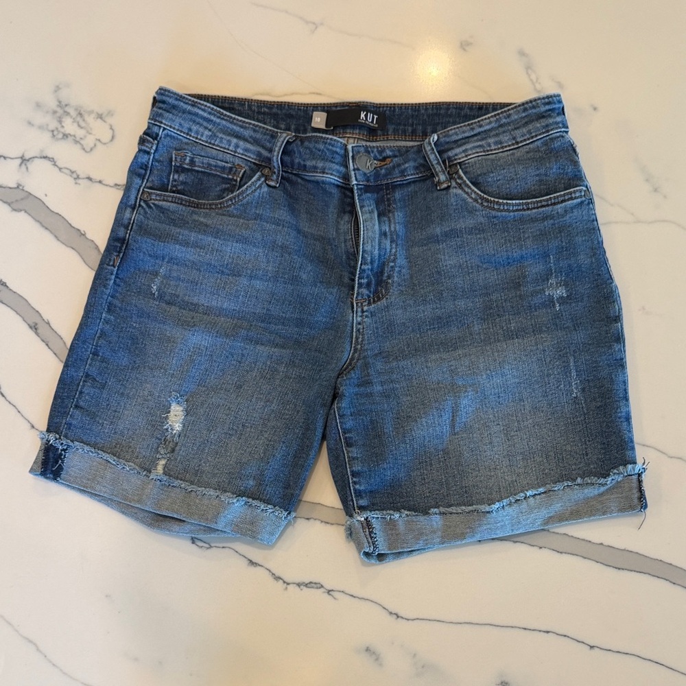 Kut from the Kloth Distressed Blue Jean Shorts